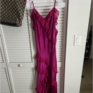 Rock n Rags Pink Maxi Ruffled Dress. Silky Material